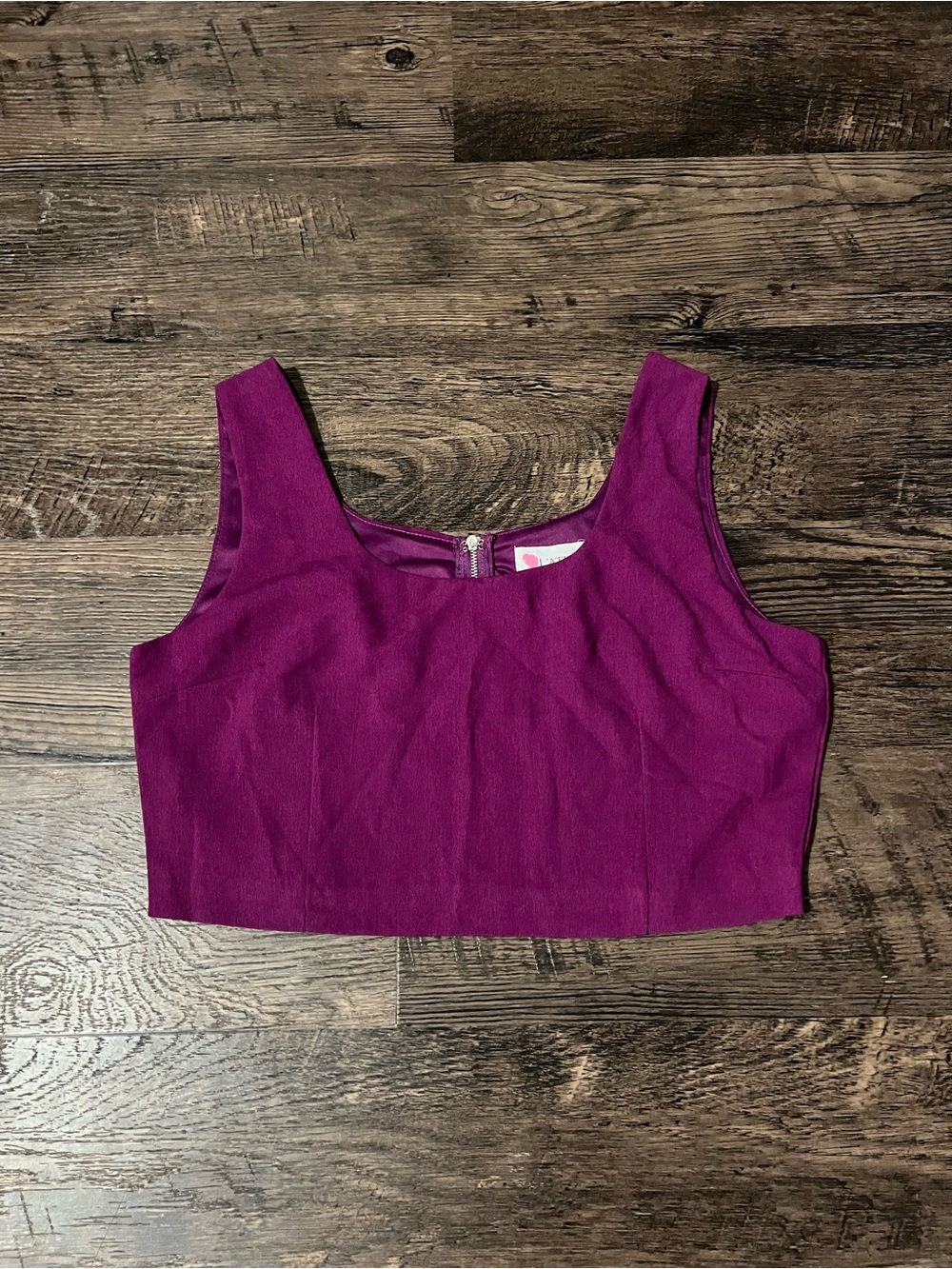 Women's plum purple Magenta Crop Tank Top L’Atiste by Amy zip back large NWT